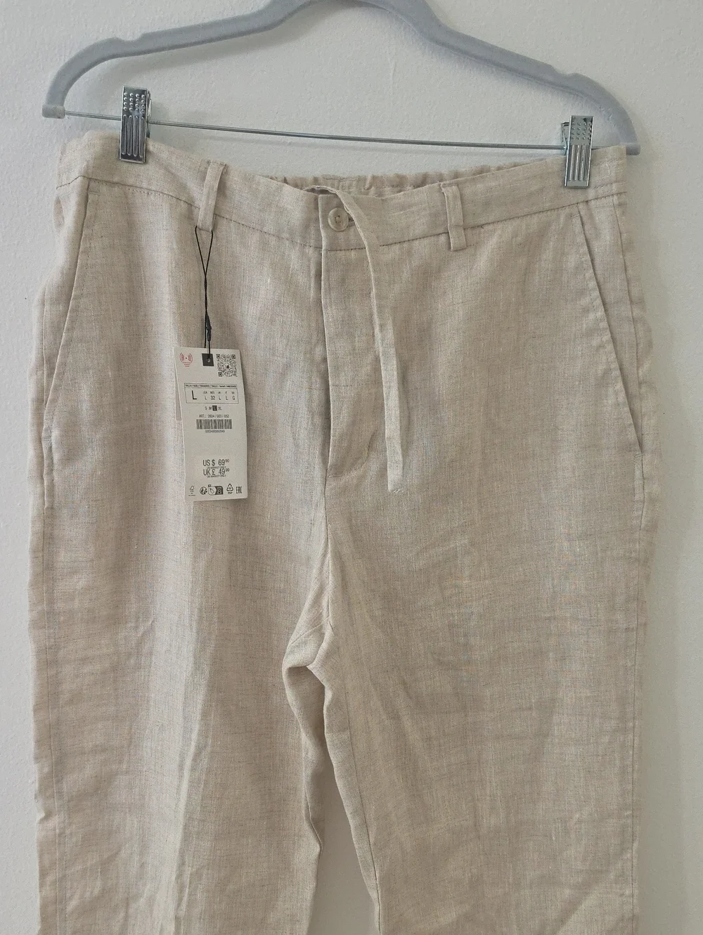 ZARA  women Linen Chinos in Light Natural